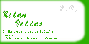 milan velics business card